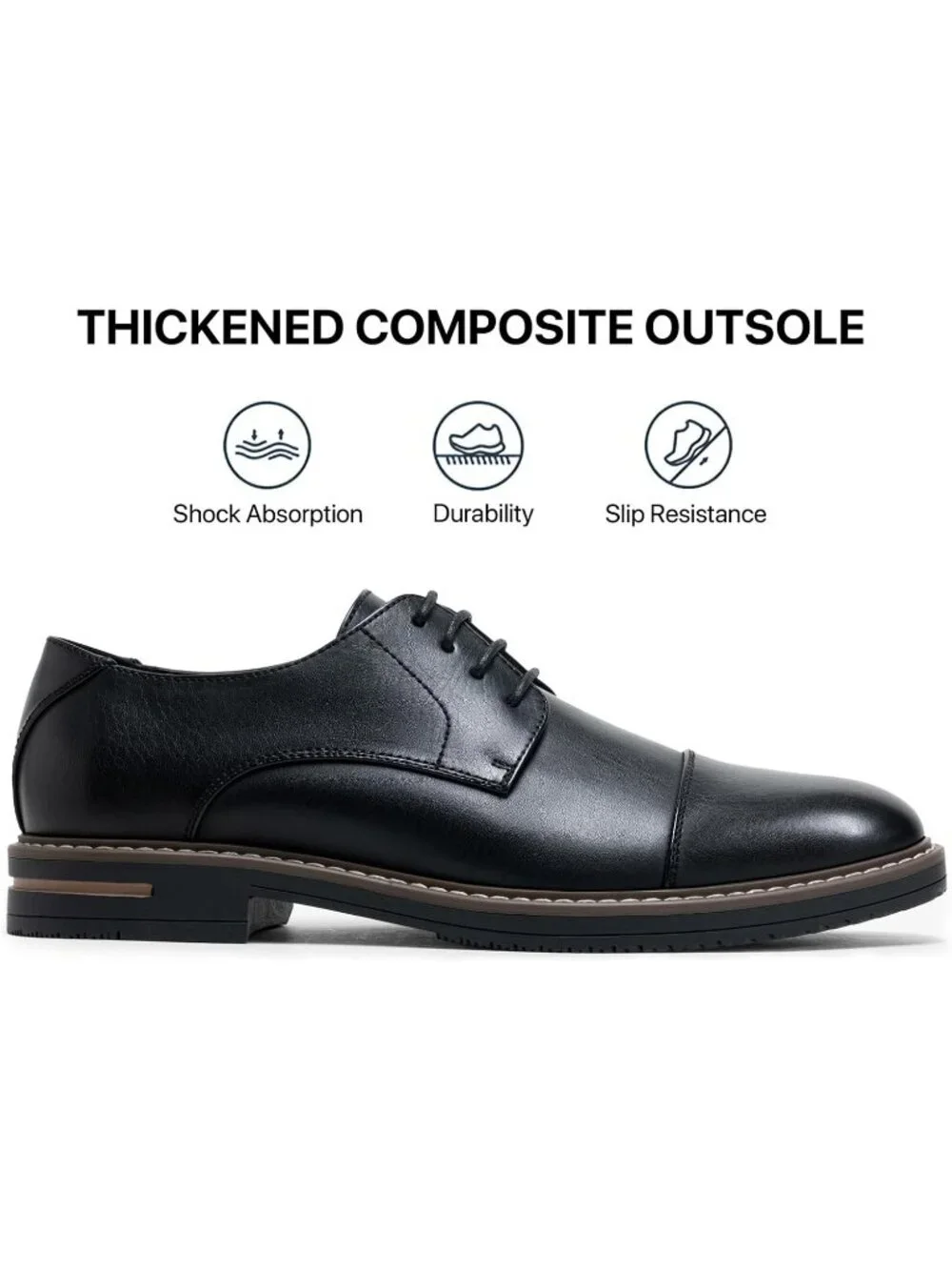 Men's Black Classic Cap Toe Lightweight Formal Oxford Wedding Dress Shoes